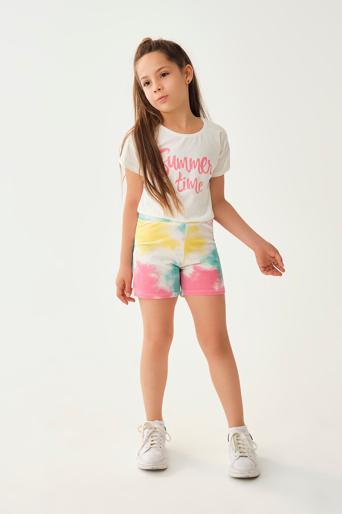 Ekru Kız Çocuk Baskılı T-Shırt