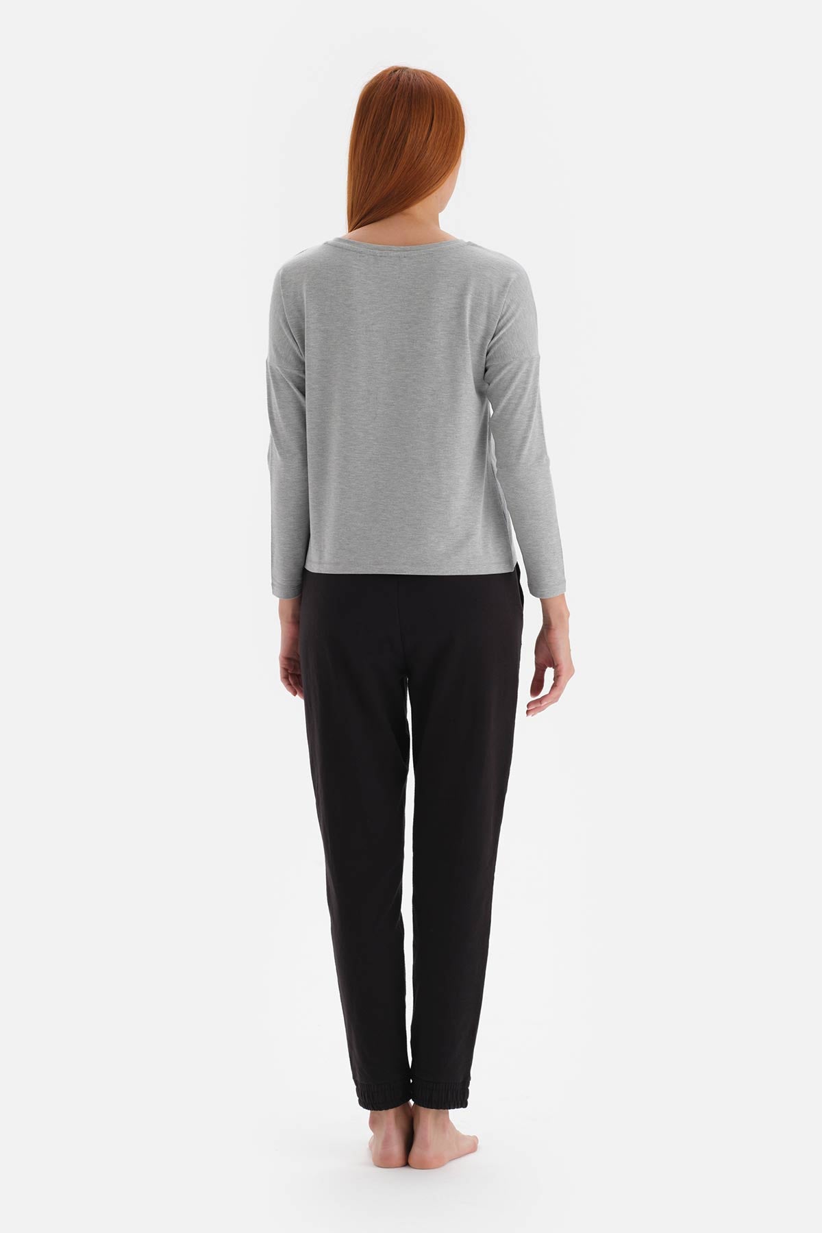 Gri Uzun Kol T-Shirt