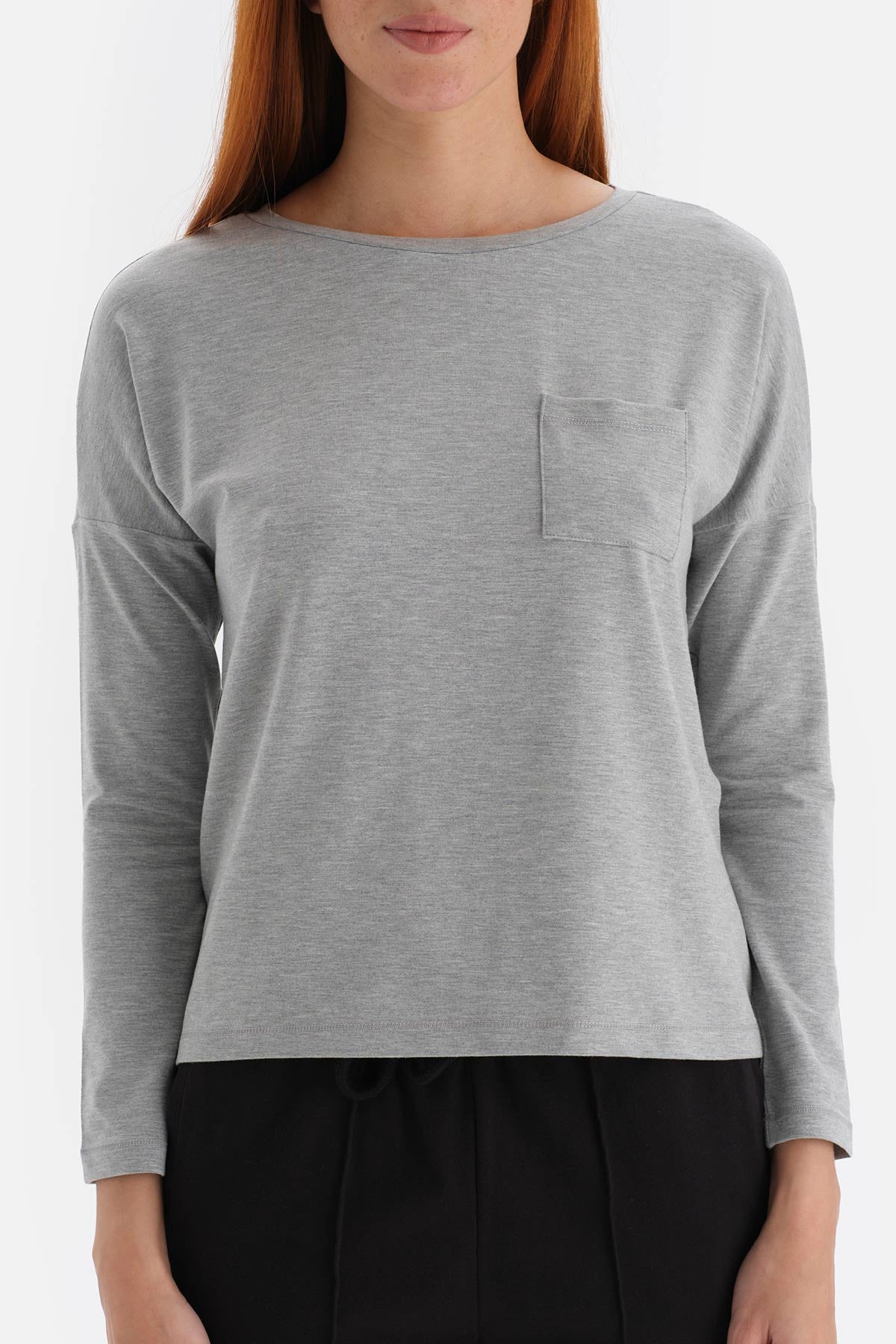 Gri Uzun Kol T-Shirt