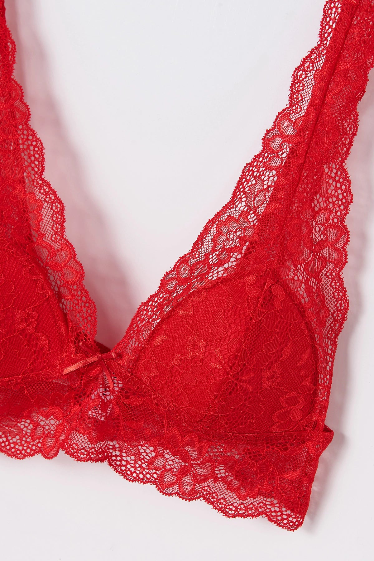 Kırmızı Balensiz Dantelli Bralet Sütyen