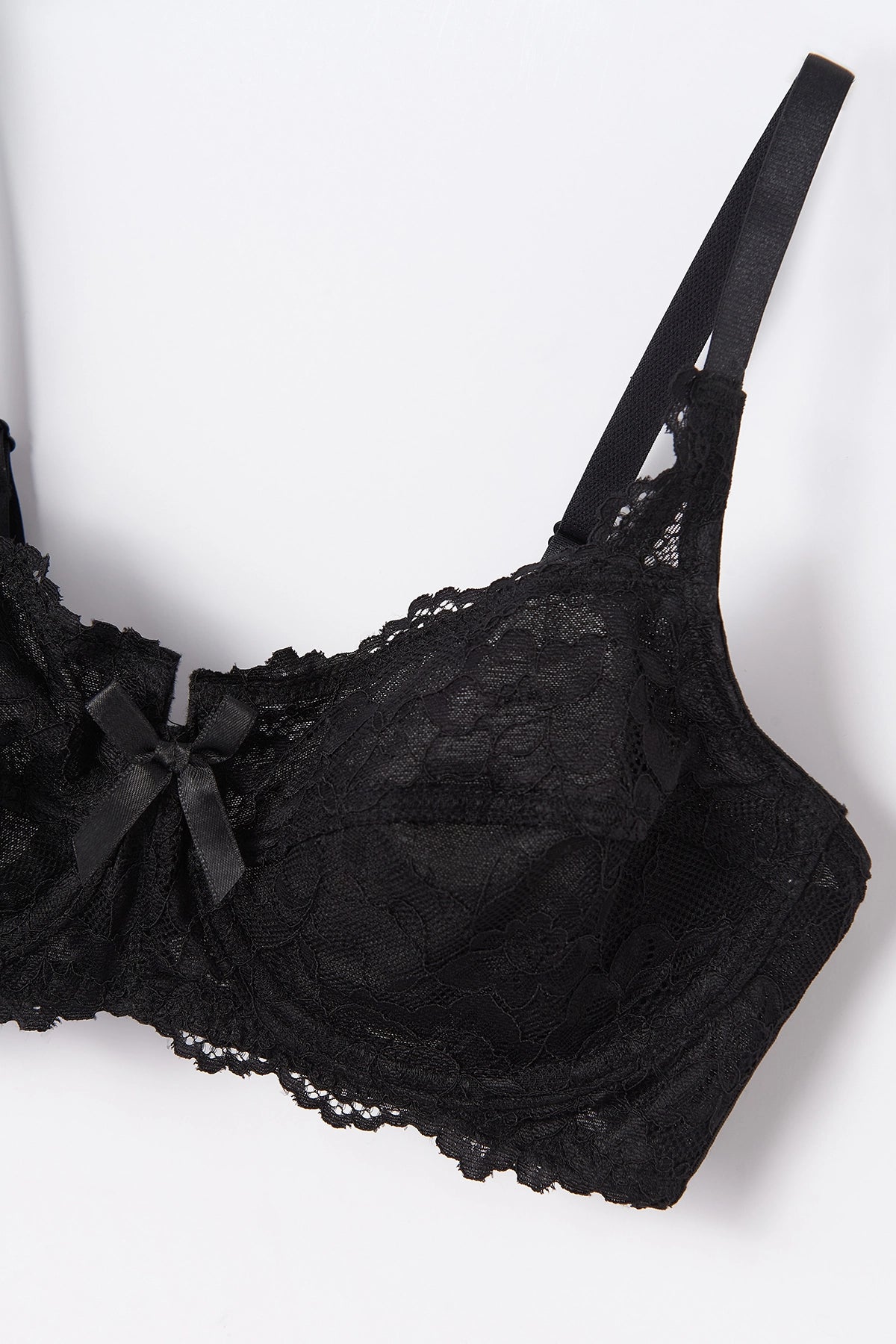 Siyah Balenli Dantelli Toparlayıcı Sütyen