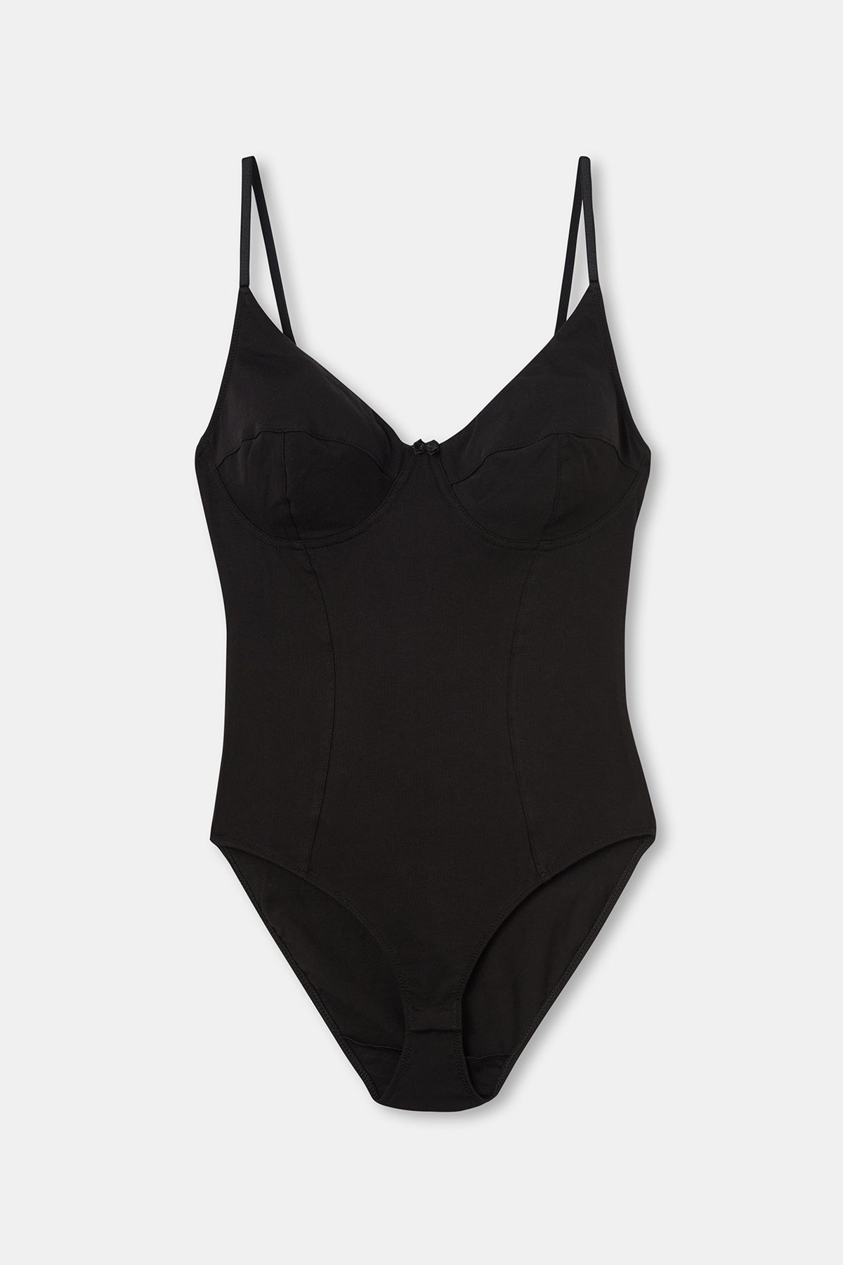 Siyah Askılı Pamuklu Body