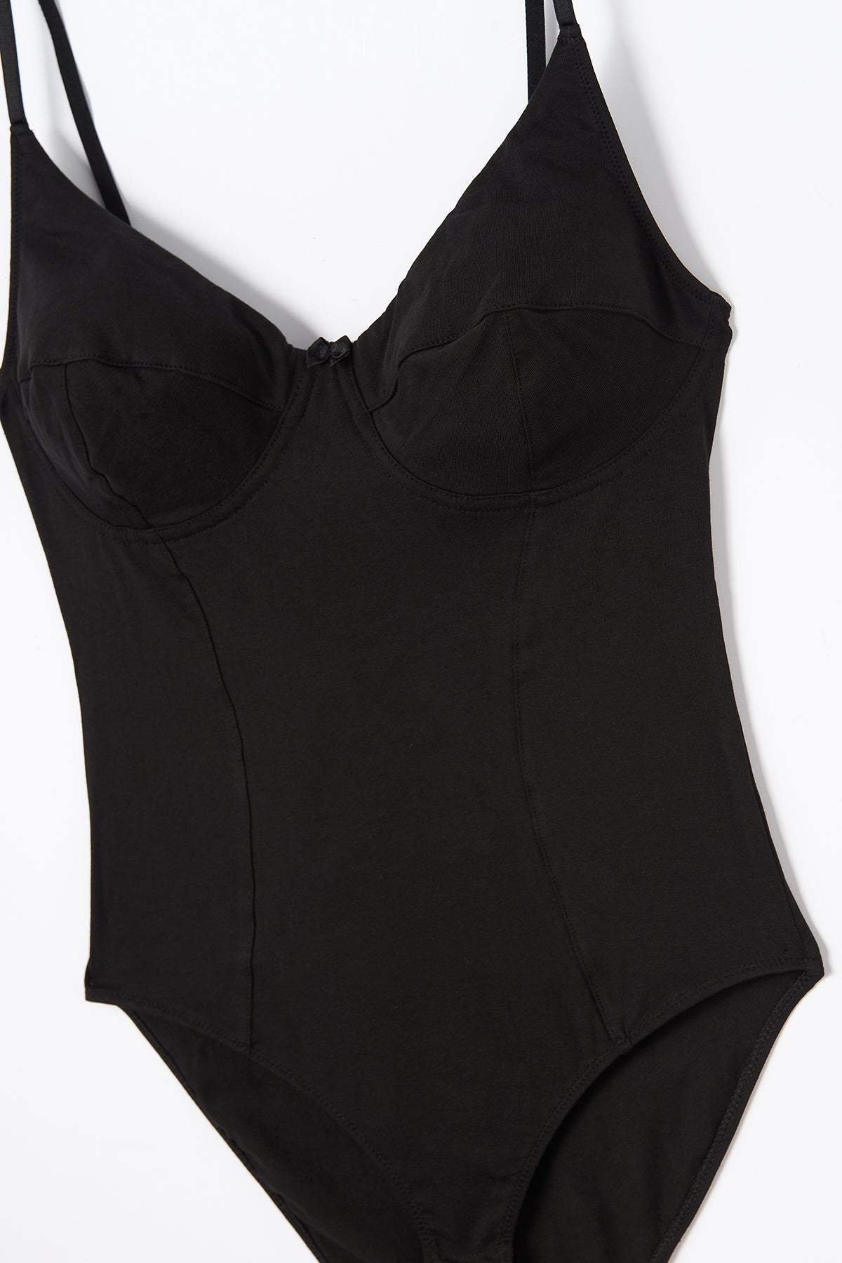 Siyah Askılı Pamuklu Body