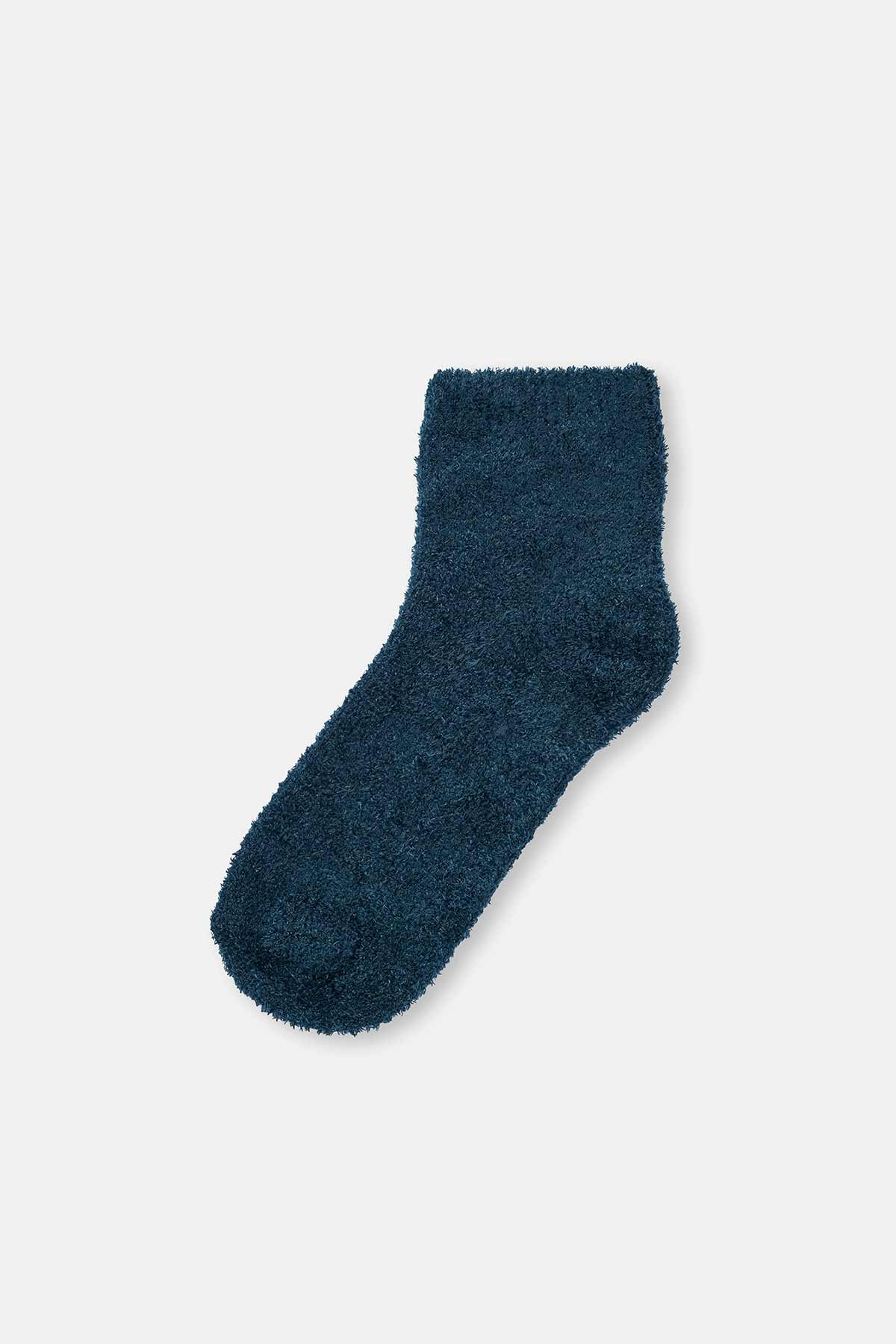 Pembe-Lacivert Kadın 3'lü Peluş Çorap