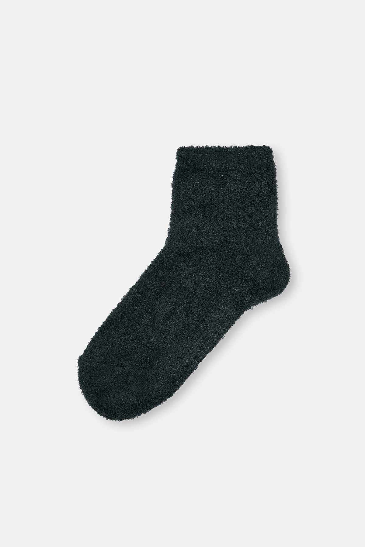 Yeşil - Kahve Kadın 3'lü Peluş Çorap