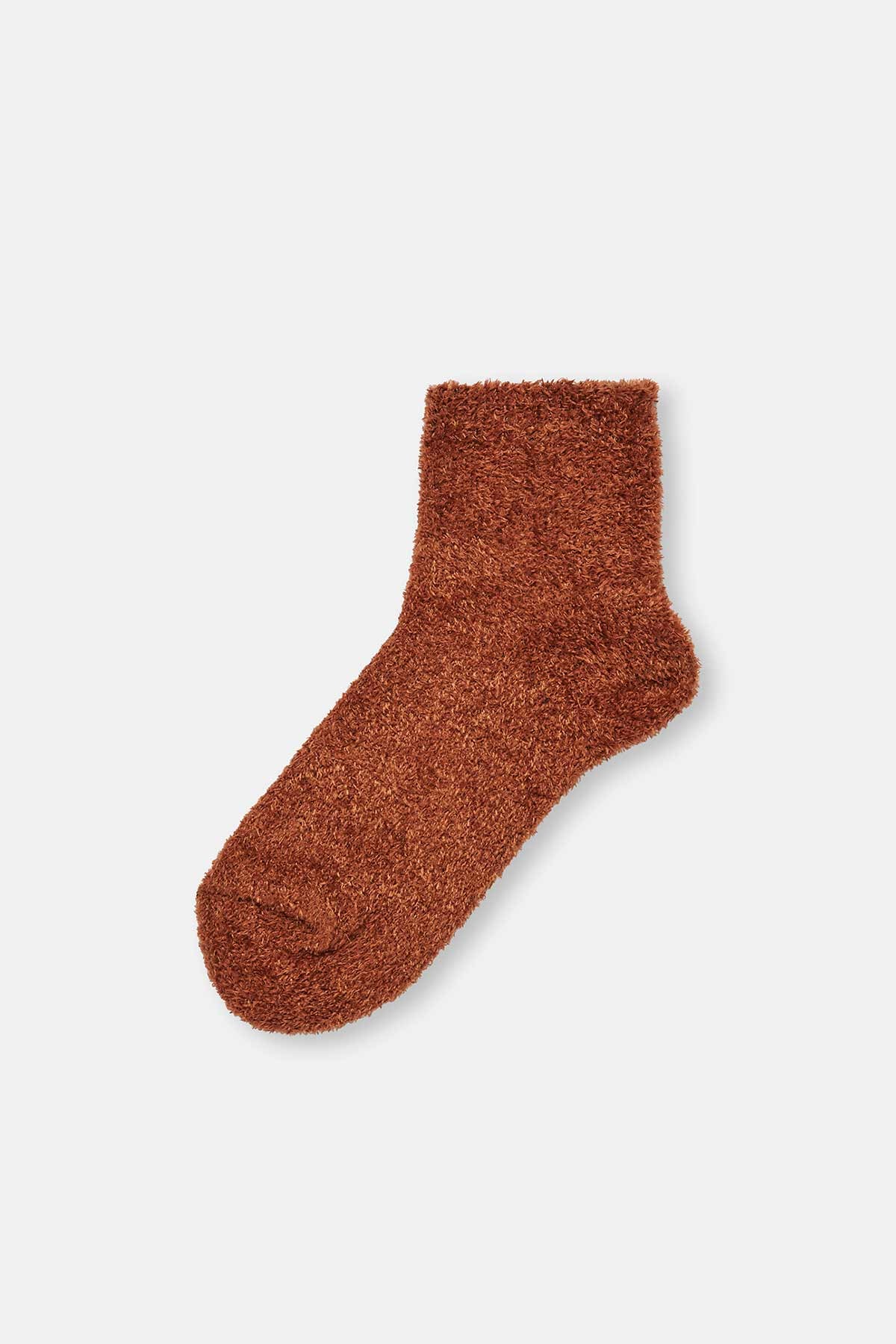 Yeşil - Kahve Kadın 3'lü Peluş Çorap