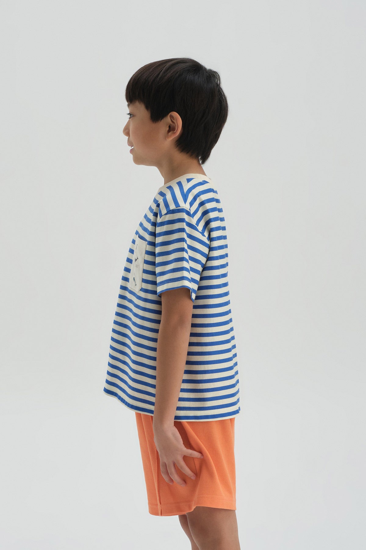 Lacivert Çizgili Çizgili T-Shırt