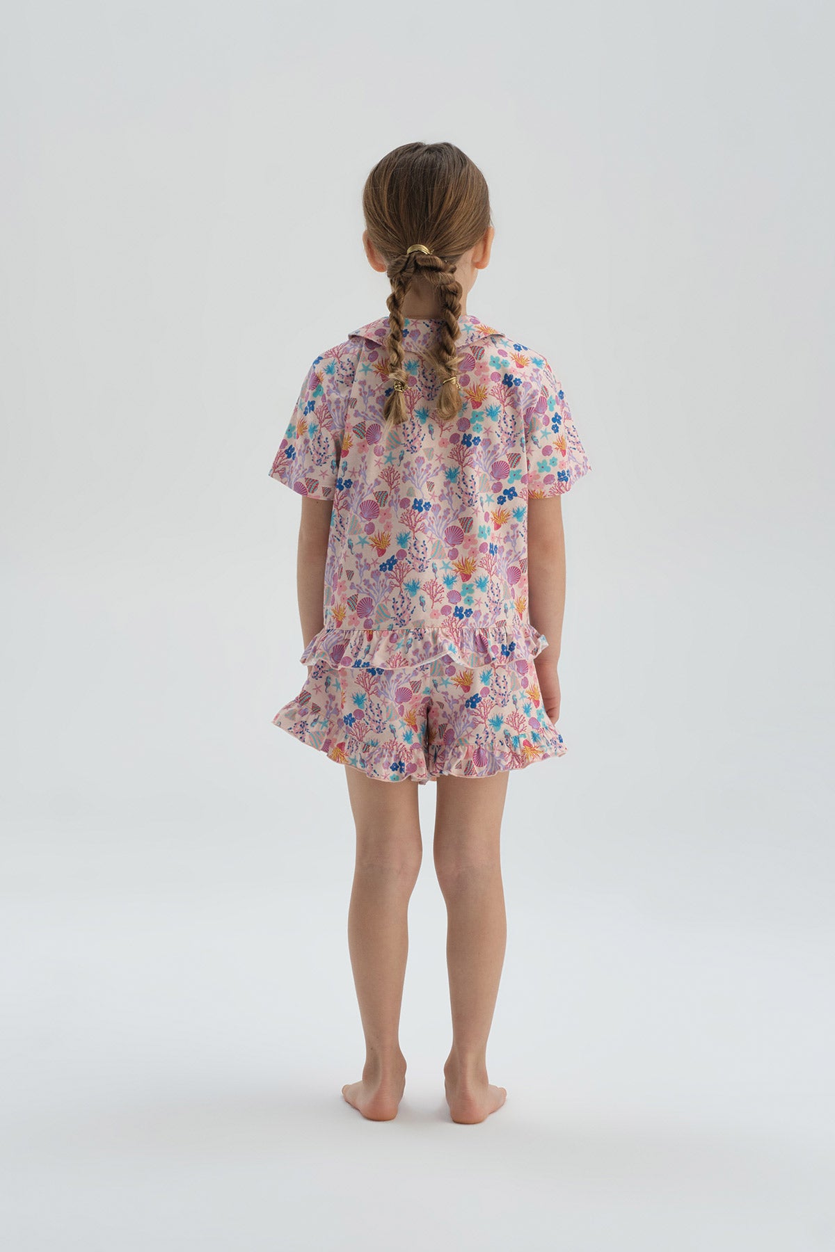 Pembe Desenli Kız Çocuk Desenli Şort Pijama Takım