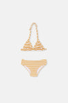 Sarı Çizgili Üçgen Küçük Bikini Takımı