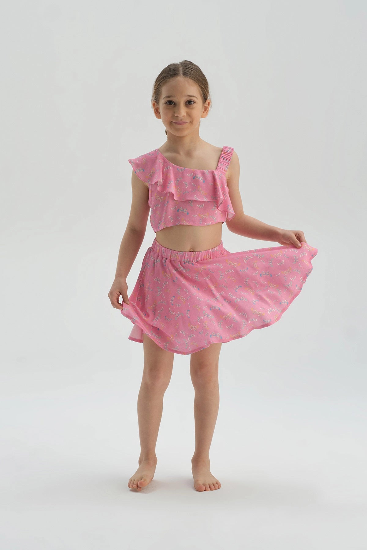 Pembe Kız Çocuk Şort Pijama Takım