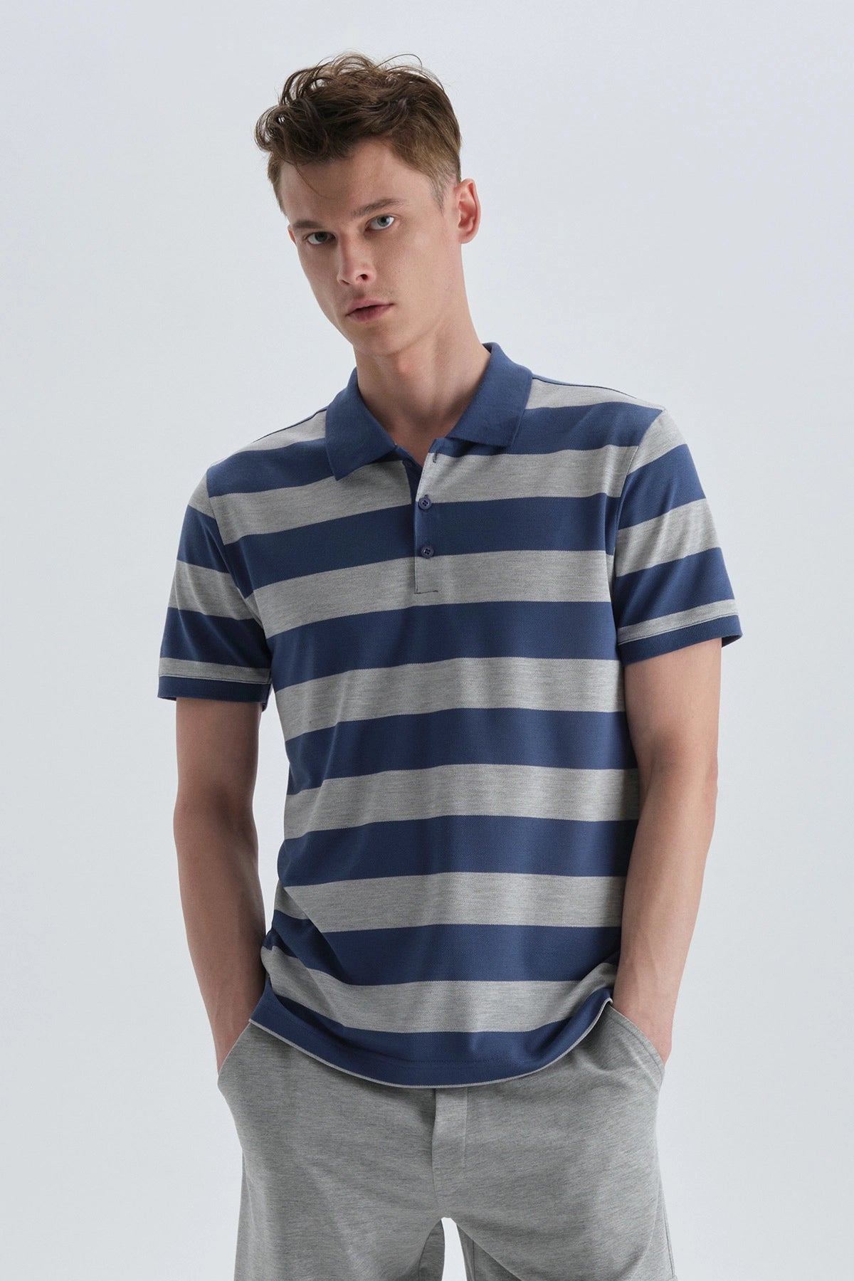 Mavi Desenli Pamuklu Desenli T-Shirt