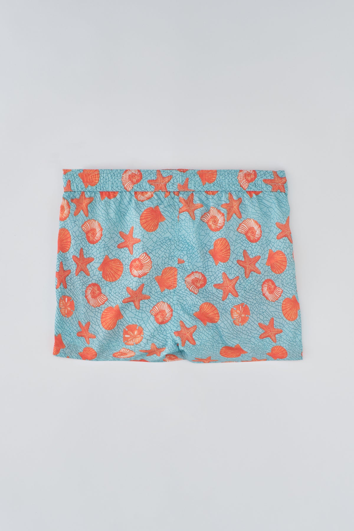 Mint - Turuncu Micro Kısa Deniz Yıldızı Desenli Deniz Şortu