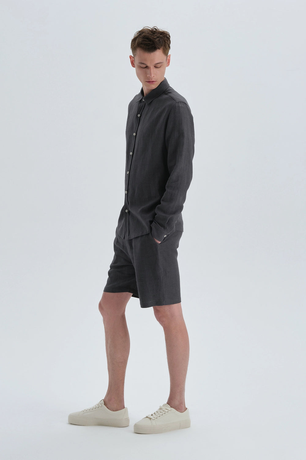 Antrasit Keten Gömlek