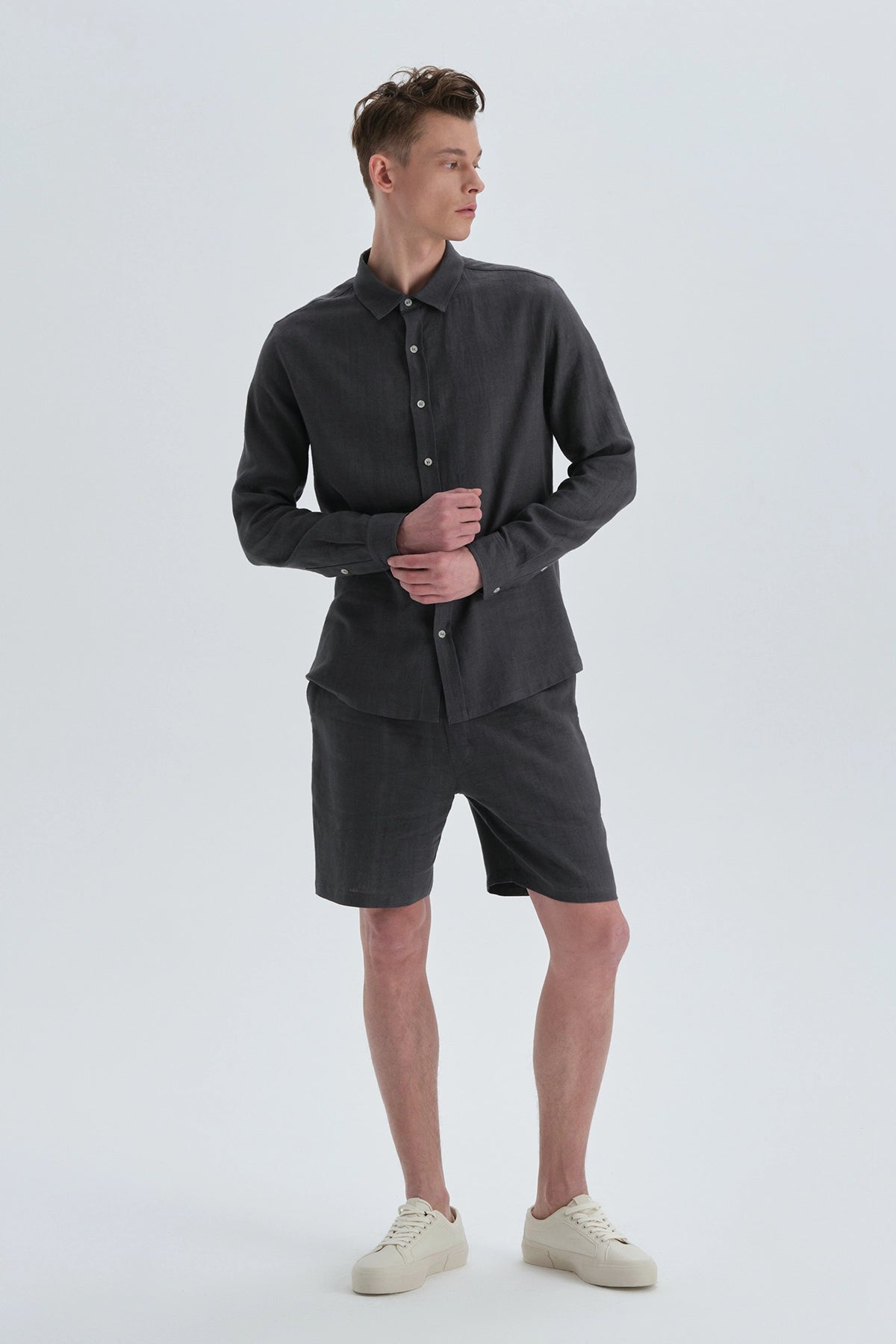 Antrasit Keten Gömlek