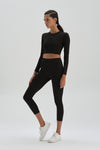 Siyah Dagi Active Uzun Kol Crop T-Shirt