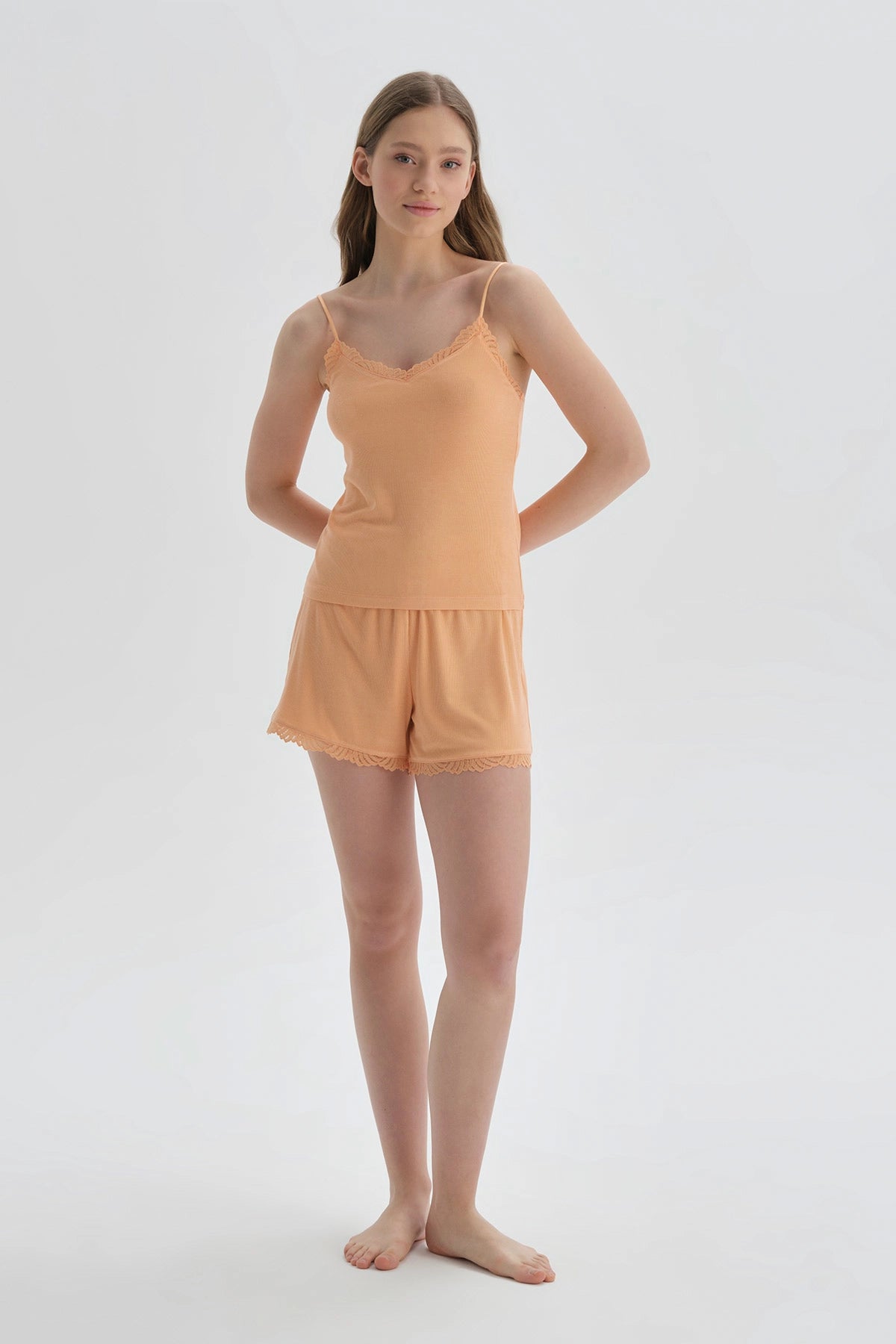 Turuncu Askılı Viskon Atlet