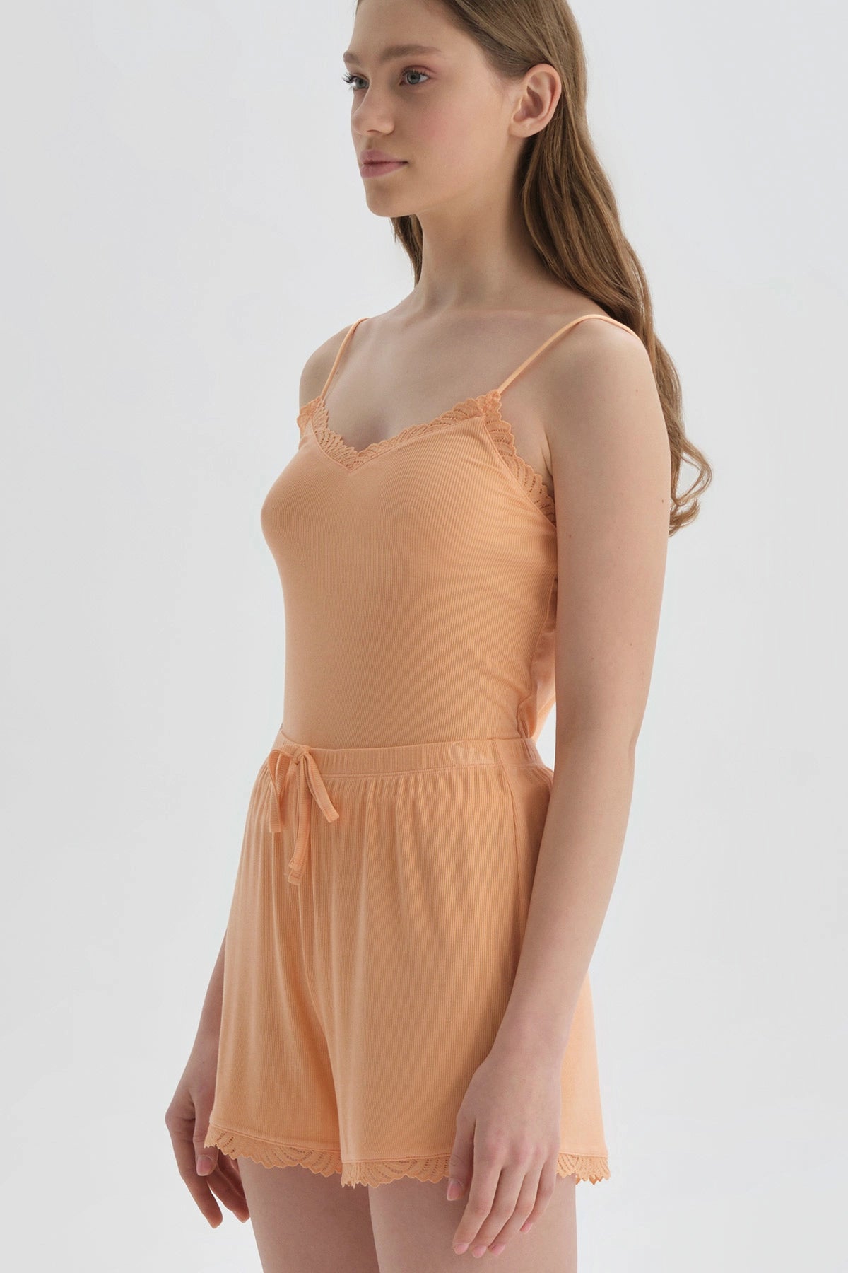 Turuncu Viskon Şort Pijama Altı