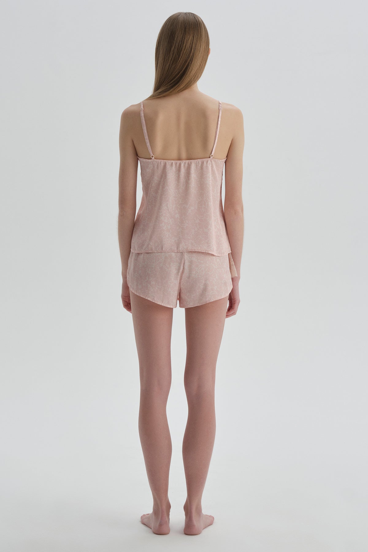 Koyu Pembe Dantel Detaylı Saten Şort Pijama Altı