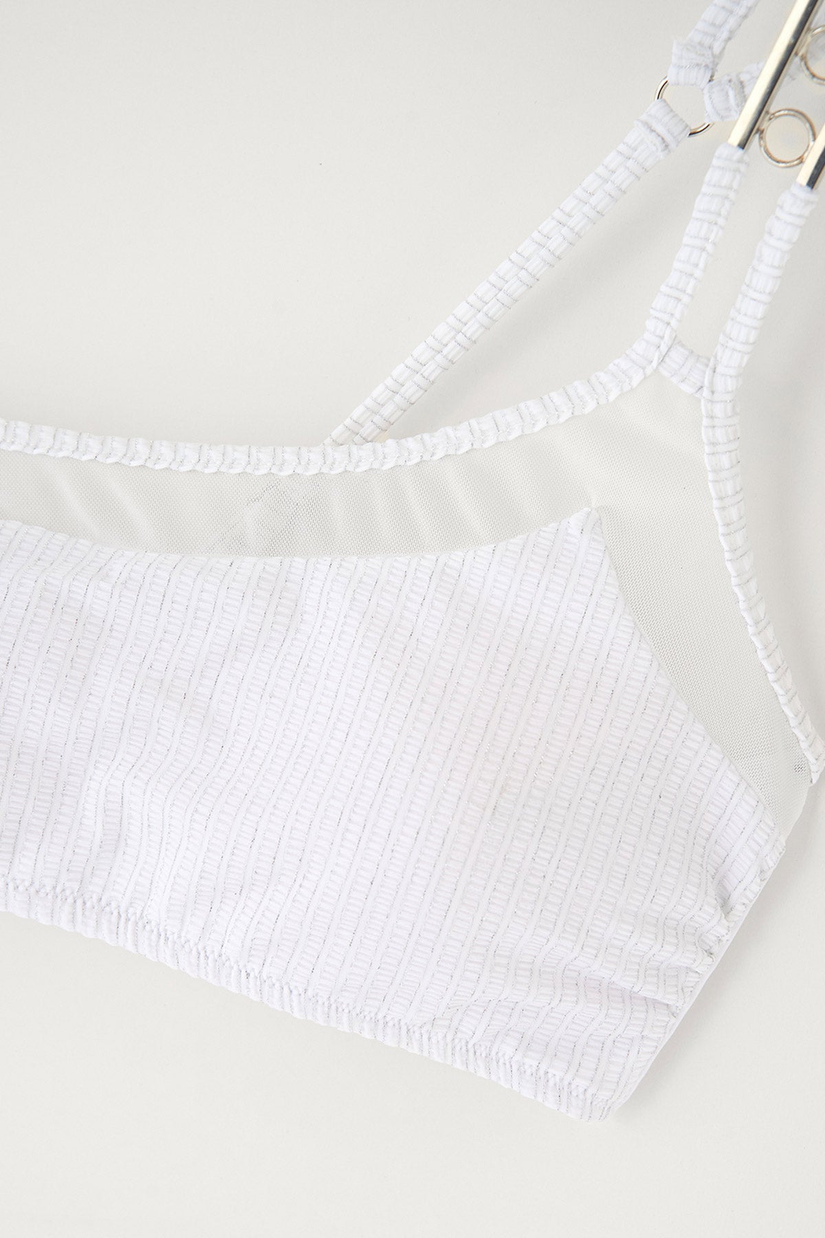 Beyaz Tek Omuz Bikini Üst