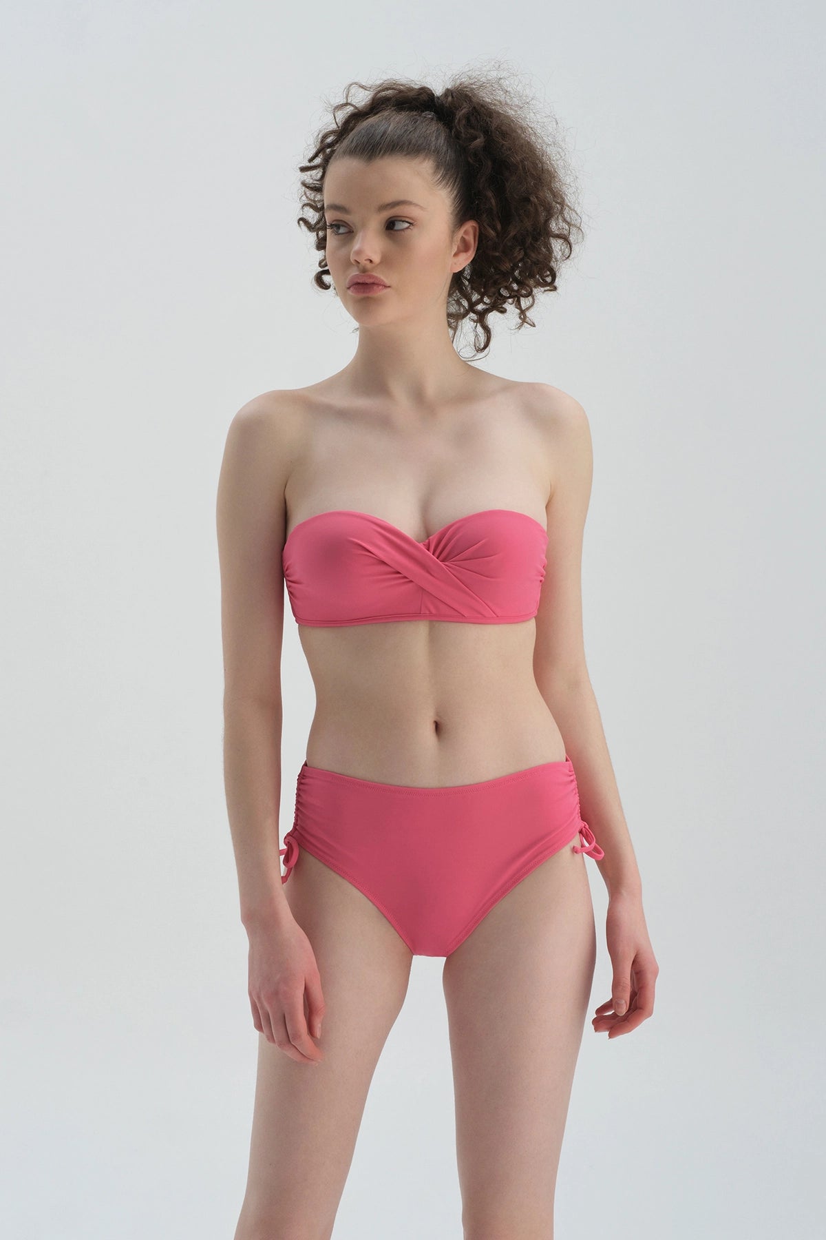 Fuşya Yanı Büzgülü Bikini Alt