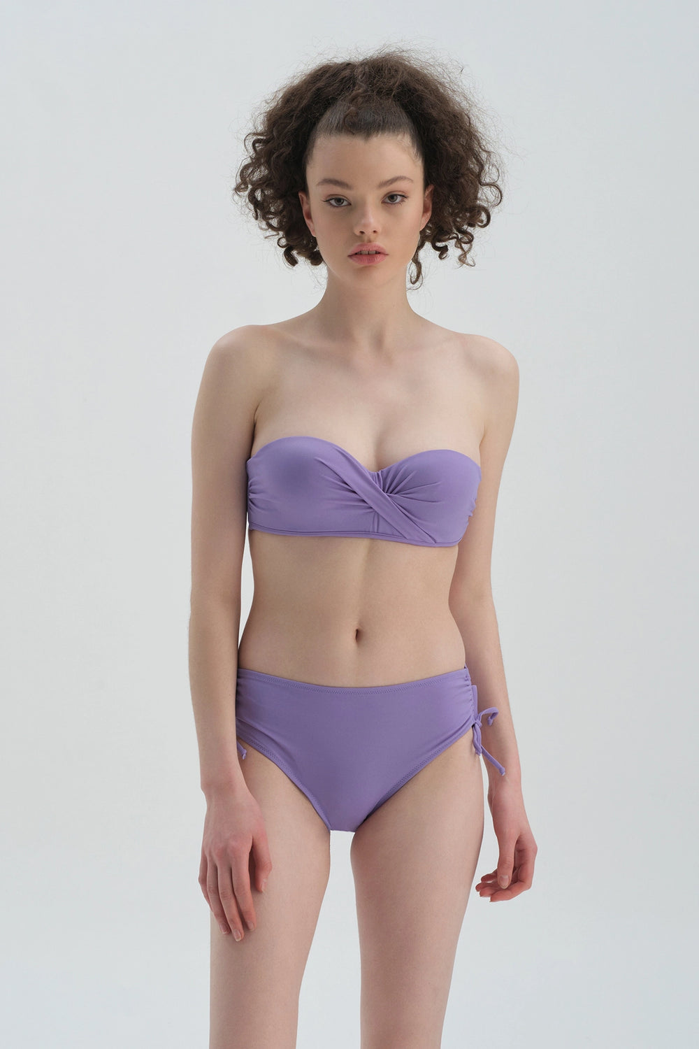 Lila Yanı Büzgülü Bikini Alt