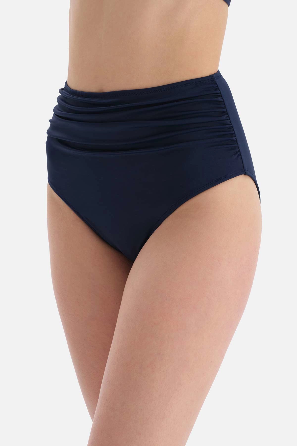 Lacivert Toparlayıcı Yüksek Bel Bikini Alt