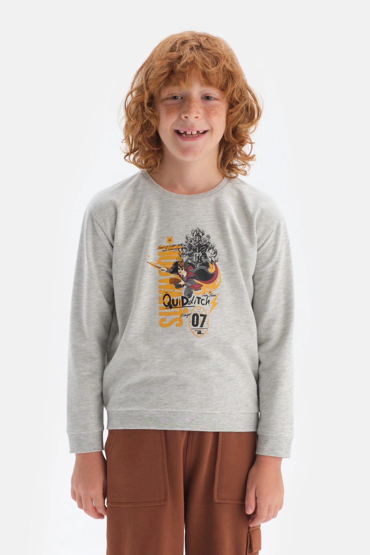 Gri Erkek Çocuk Harry Potter Bisiklet Yaka Sweatshirt