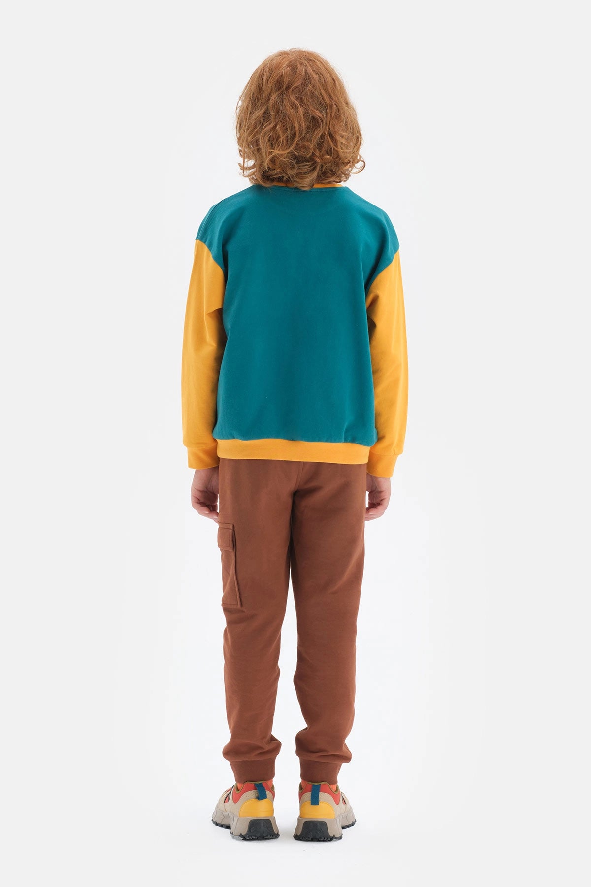 Yeşil Erkek Çocuk Uzun Kol Bisiklet Yaka Pamuklu T-Shirt