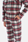 Kırmızı Erkek Çocuk Ekoseli Gömlek Yaka Pamuklu Pijama Takımı
