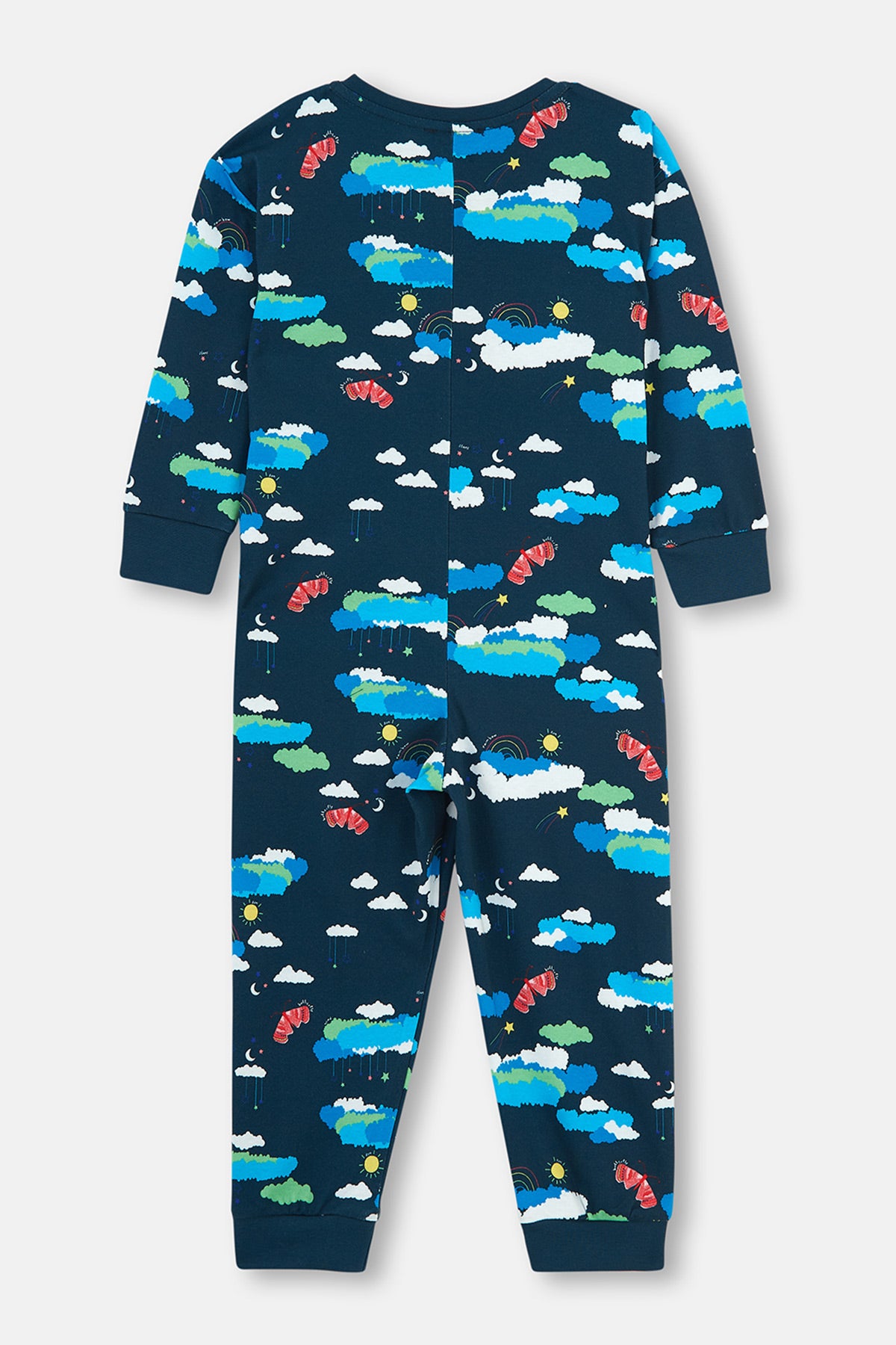 Petrol Uzun Kol Önü Fermuarlı Pamuklu Unısex Uyku Tulumu