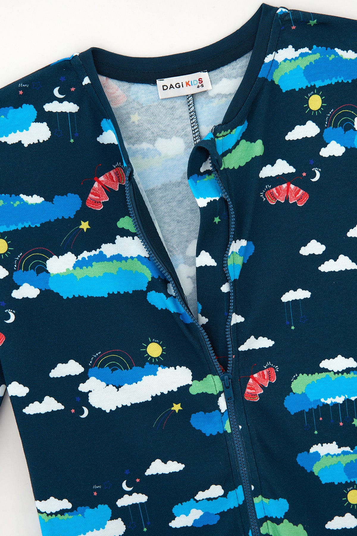 Petrol Uzun Kol Önü Fermuarlı Pamuklu Unısex Uyku Tulumu