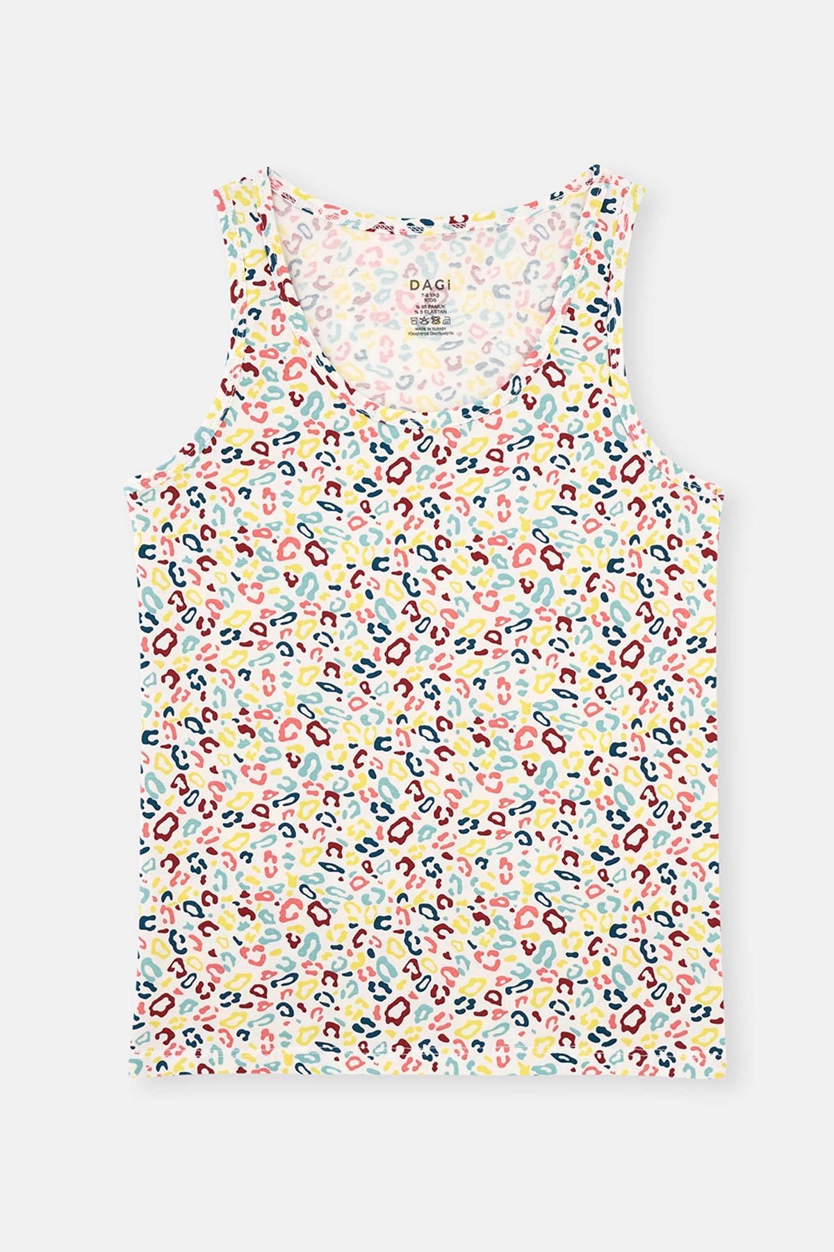 Beyaz Desenli Yeşil 2 Li Kalın Askılı Atlet