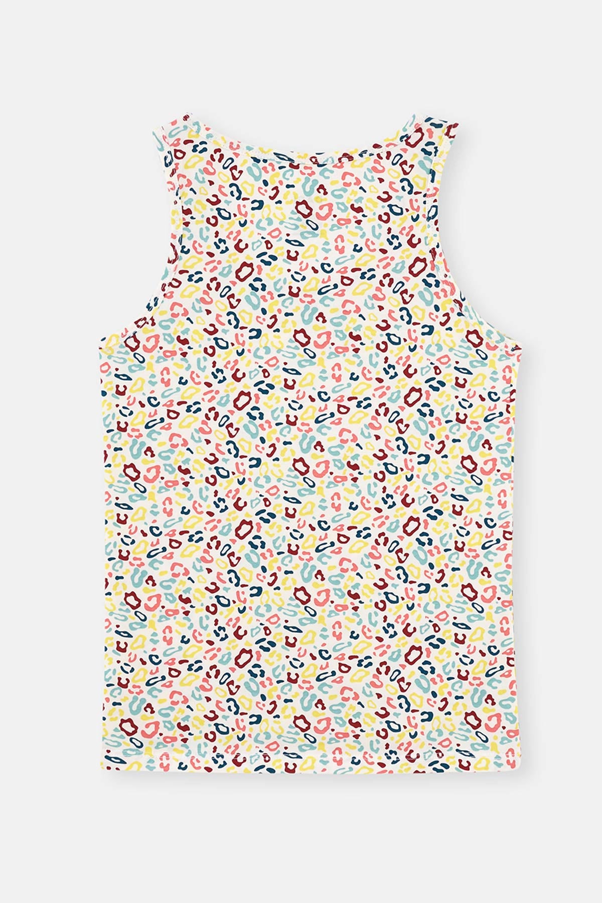 Beyaz Desenli Yeşil 2 Li Kalın Askılı Atlet