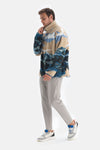 Desenlı Desenli Dik Yaka Uzun Kol Polar Sweatshirt