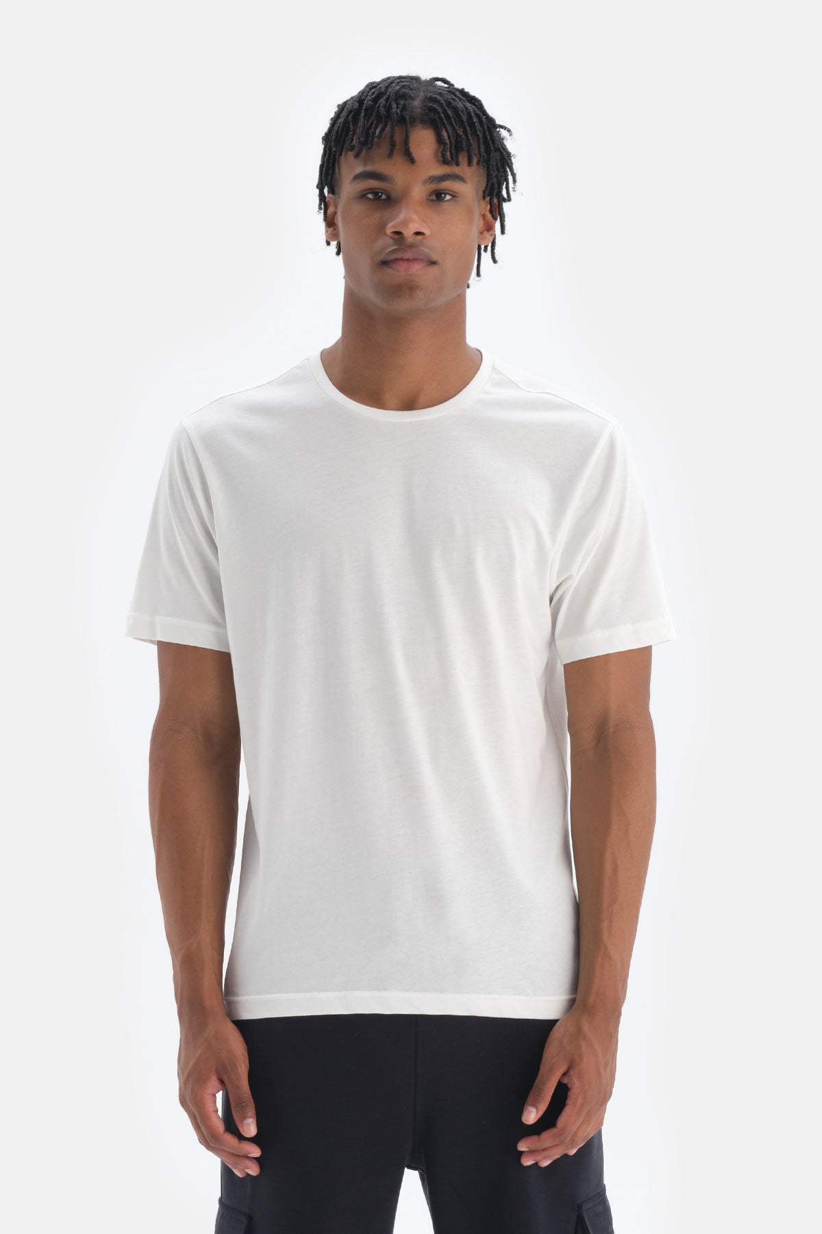 Beyaz Kısa Kollu Supima® Pamuklu T-Shirt