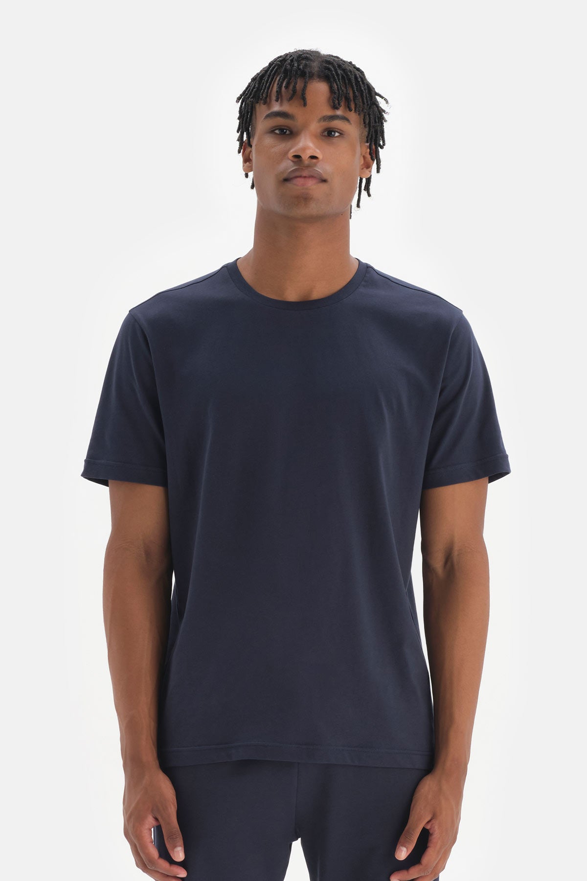 Lacivert Kısa Kollu Supima® Pamuklu T-Shirt