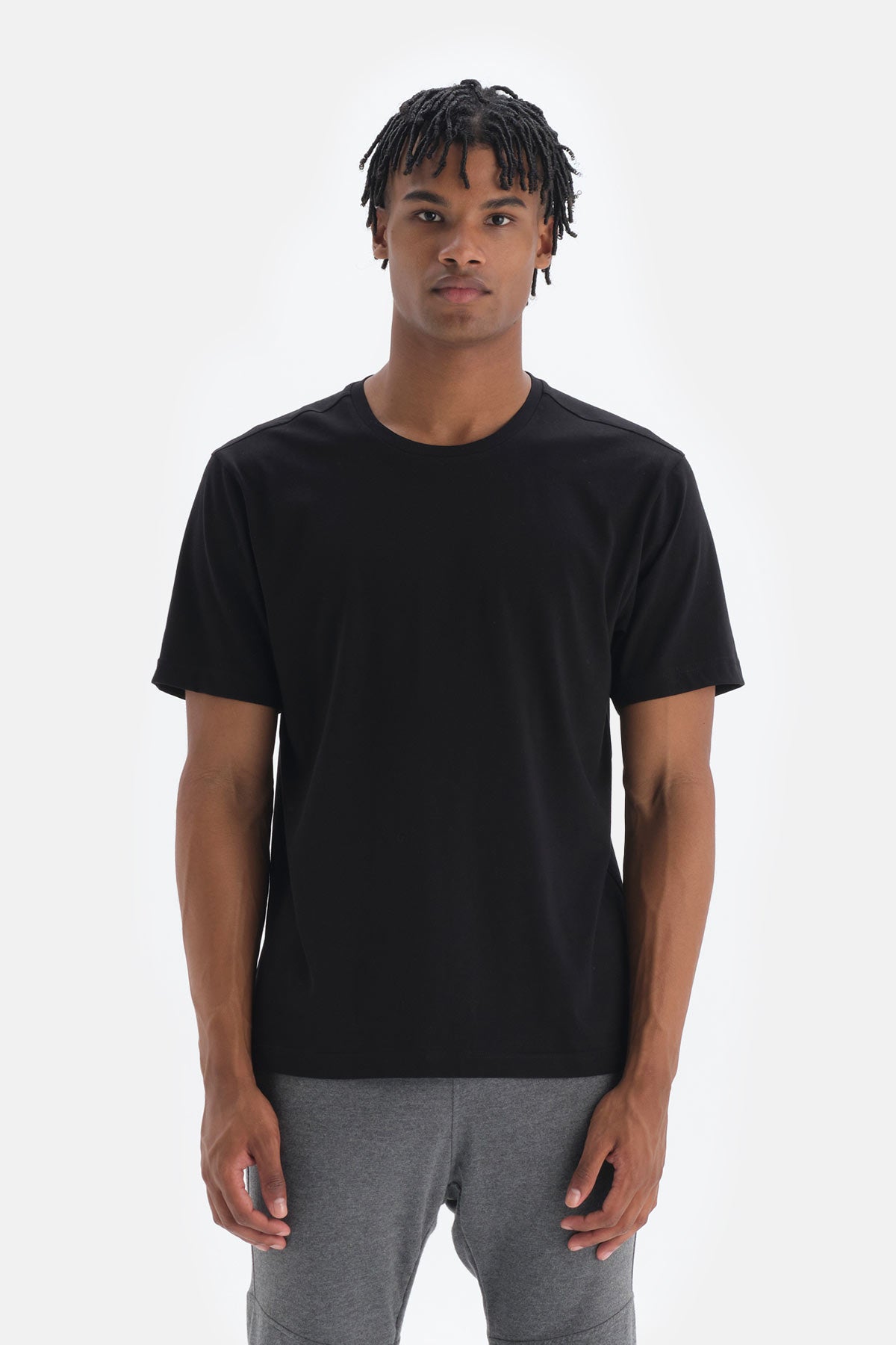 Siyah Kısa Kollu Supima® Pamuklu T-Shirt