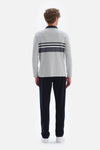 Gri Patlı Yakalı Jakarlı Sweatshirt