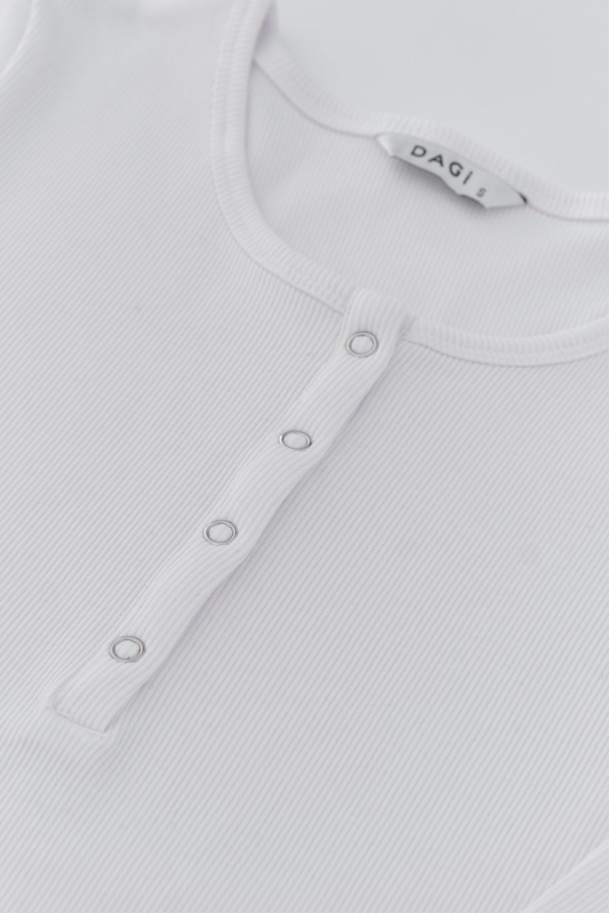 Beyaz Uzun Kol Bisiklet Yaka Pamuklu Pijama Üstü