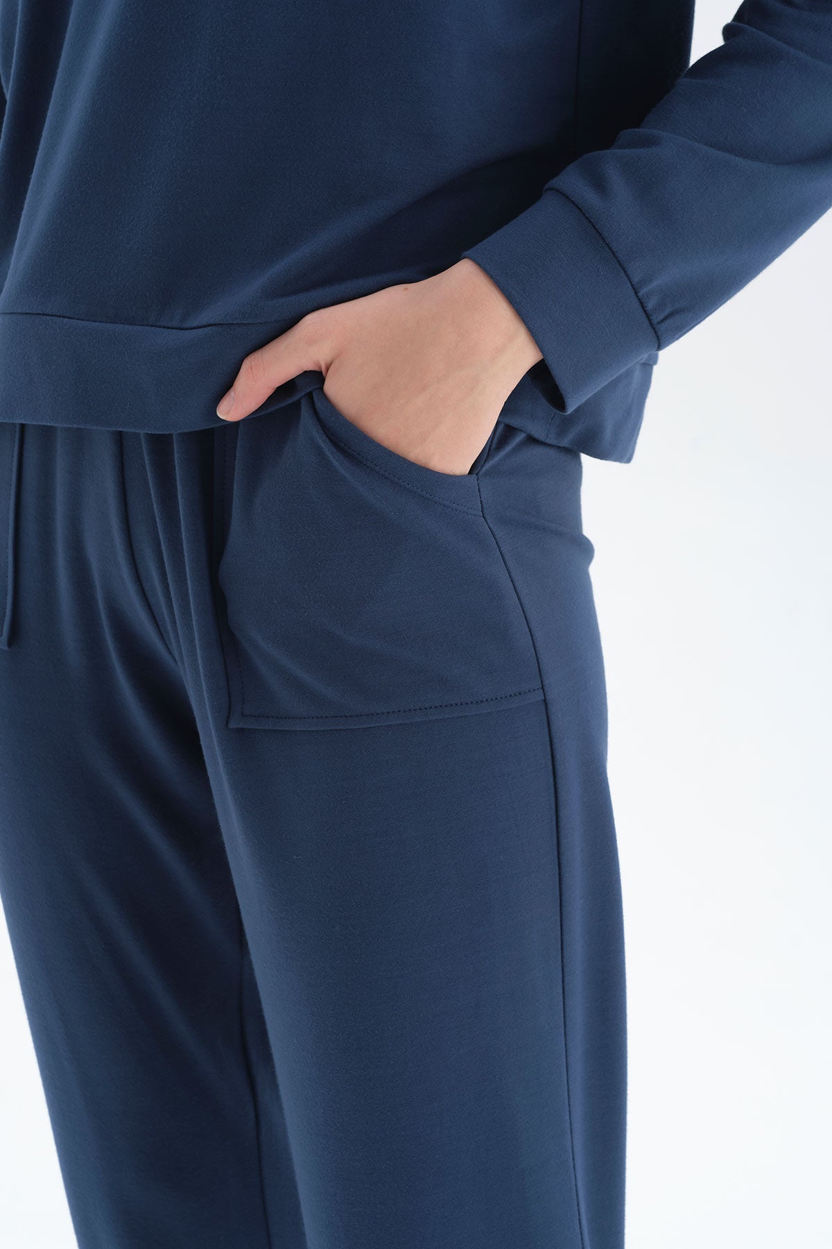 Lacivert Jogger Paça Cepli Eşofman Alt