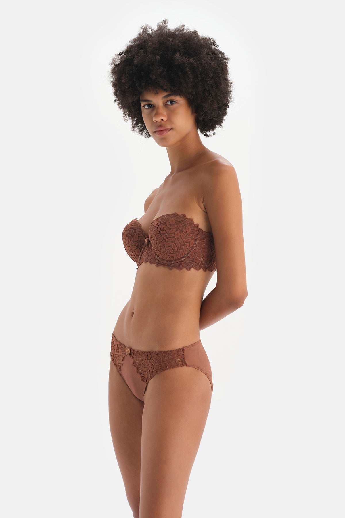 Kahverengi Dantel Detaylı Micro Slip Külot