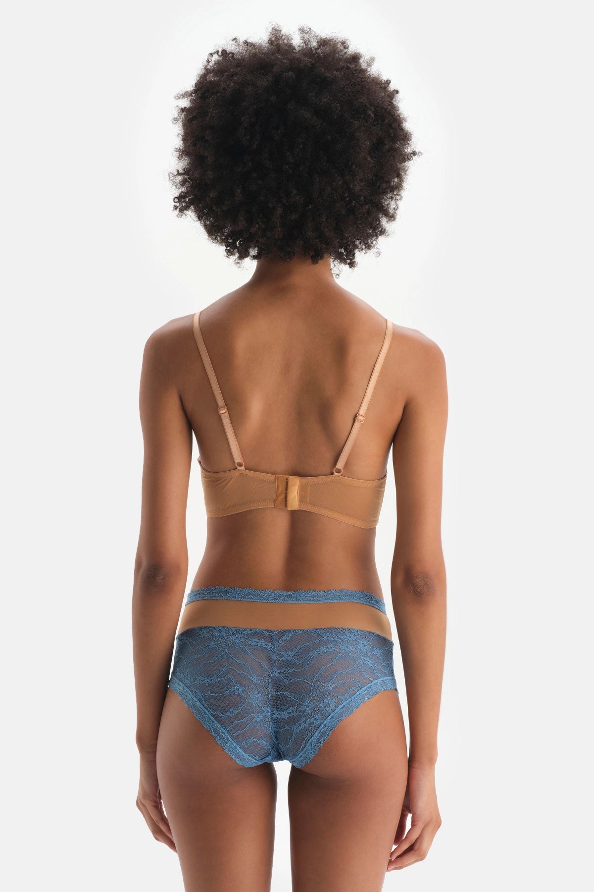 Mavi Belde Tül Detaylı Dantel Hıpster