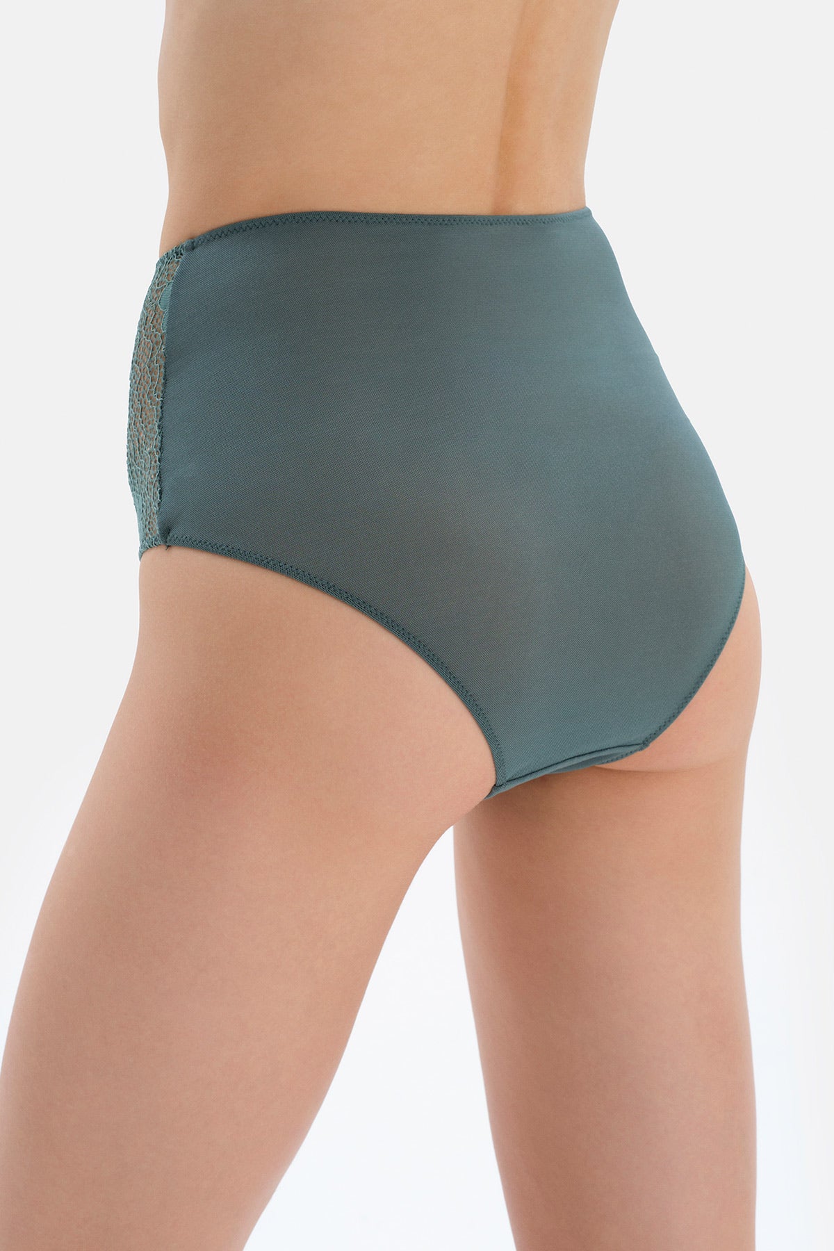 Yeşil Dantel Detaylı Mikro Yüksek Bel Slip