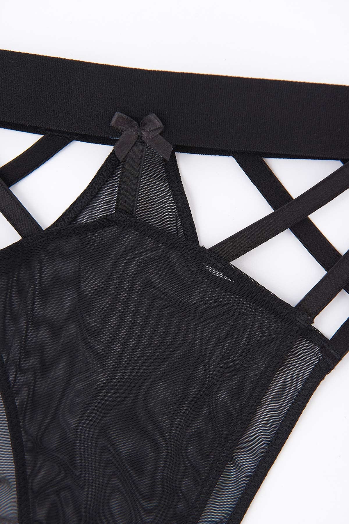 Siyah Ip Detaylı File Brazilian