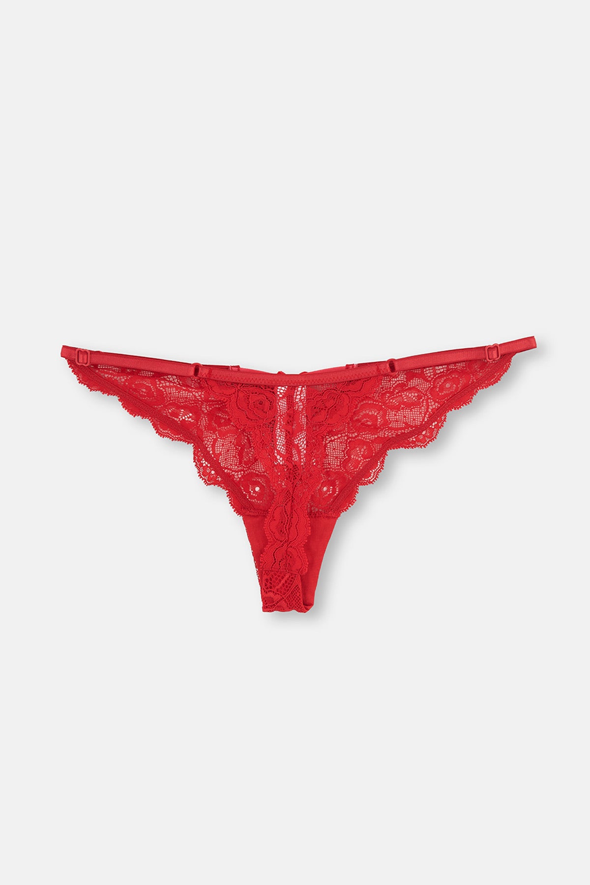 Kırmızı Bel Ayarlı Dantelli Tanga Külot