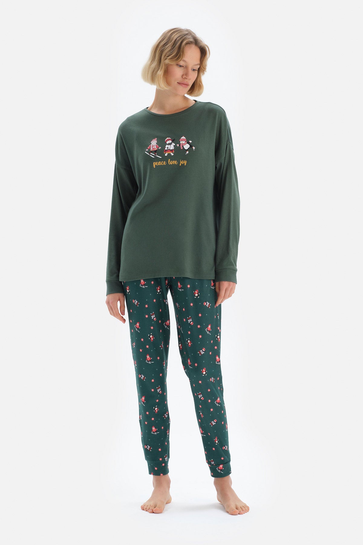 Yeşil Baskılı Pijama Altı