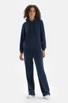 Indigo Uzun Kollu Kapüşonlu Sweatshirt