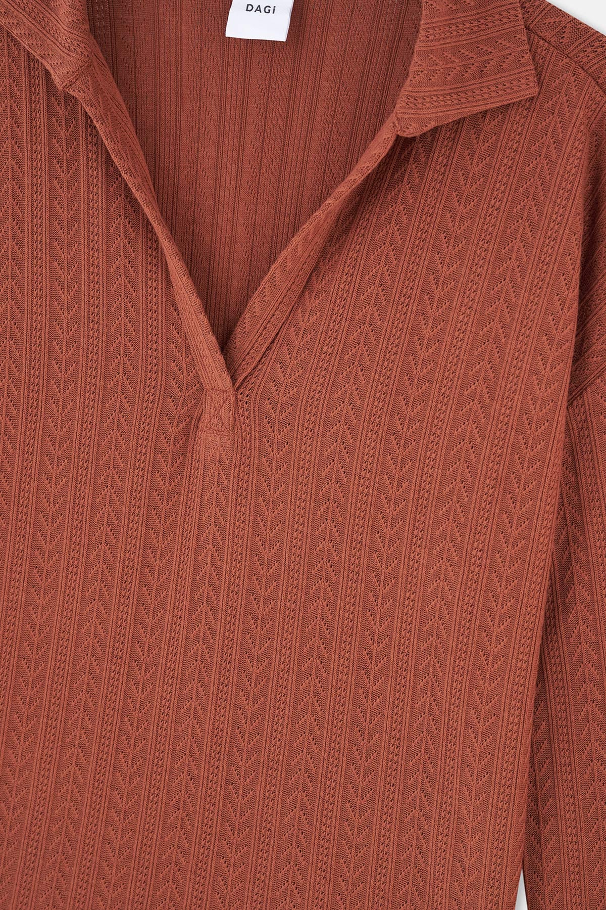 Kiremit Polo Yaka Yarım Patlı Sweatshirt