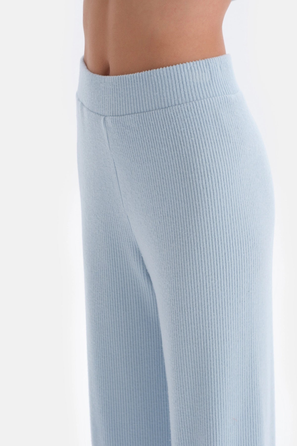 Mavi Bol Paça Kaşkorse Pantolon Pijama Altı