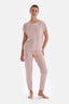Açık Pembe Mıkroprınt Baskılı Örme Pijama Takımı
